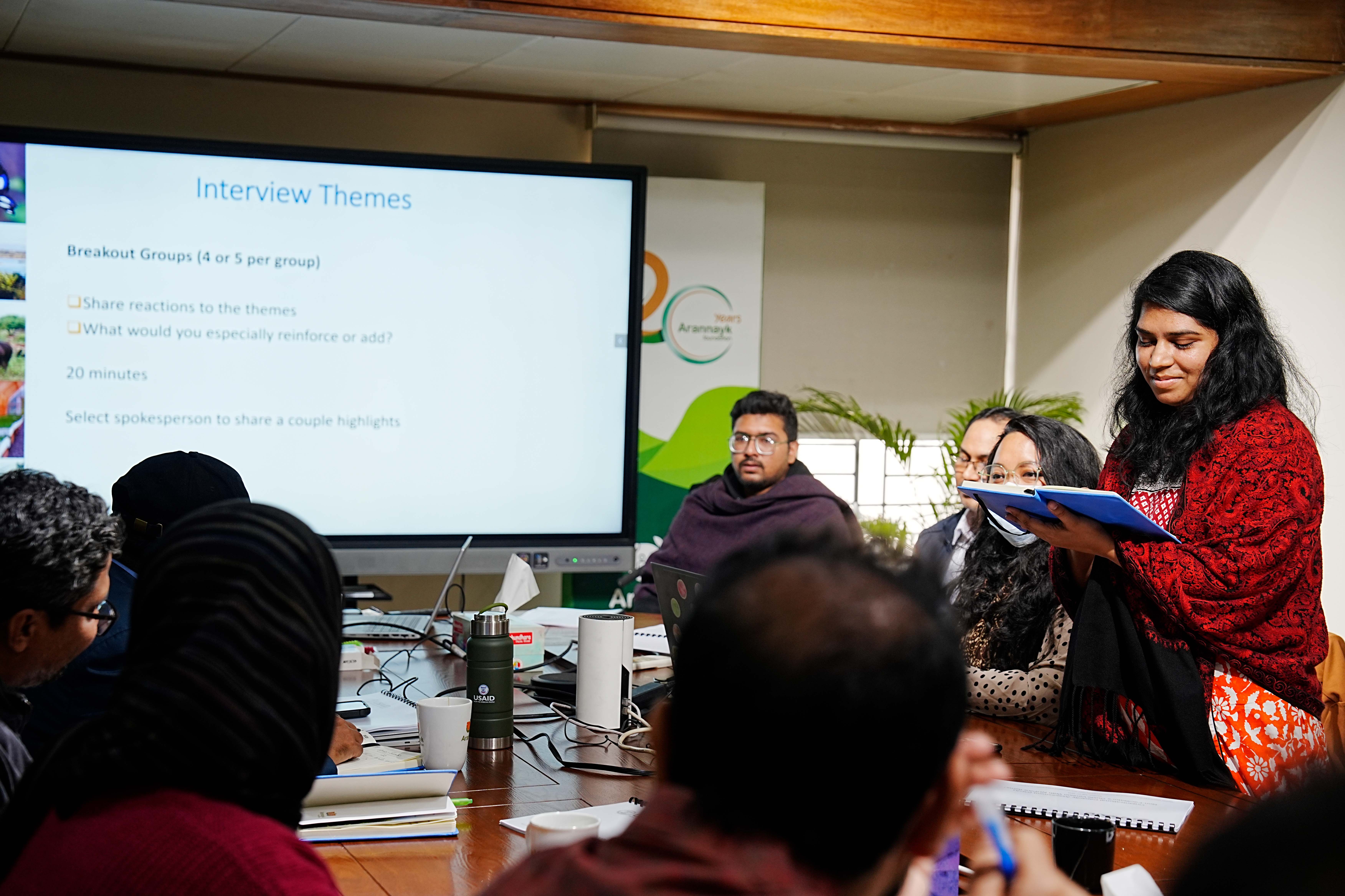 The writer initiating a session in Arannayk Foundation