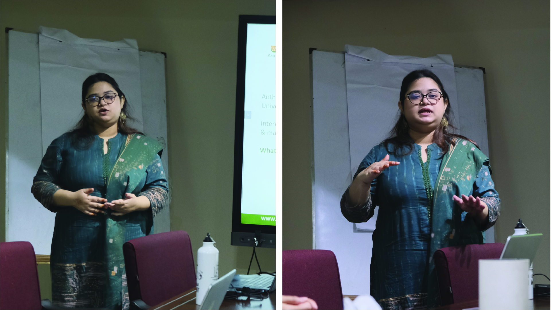 Author presenting at the final presentation session at the Arannayk Foundation conference room