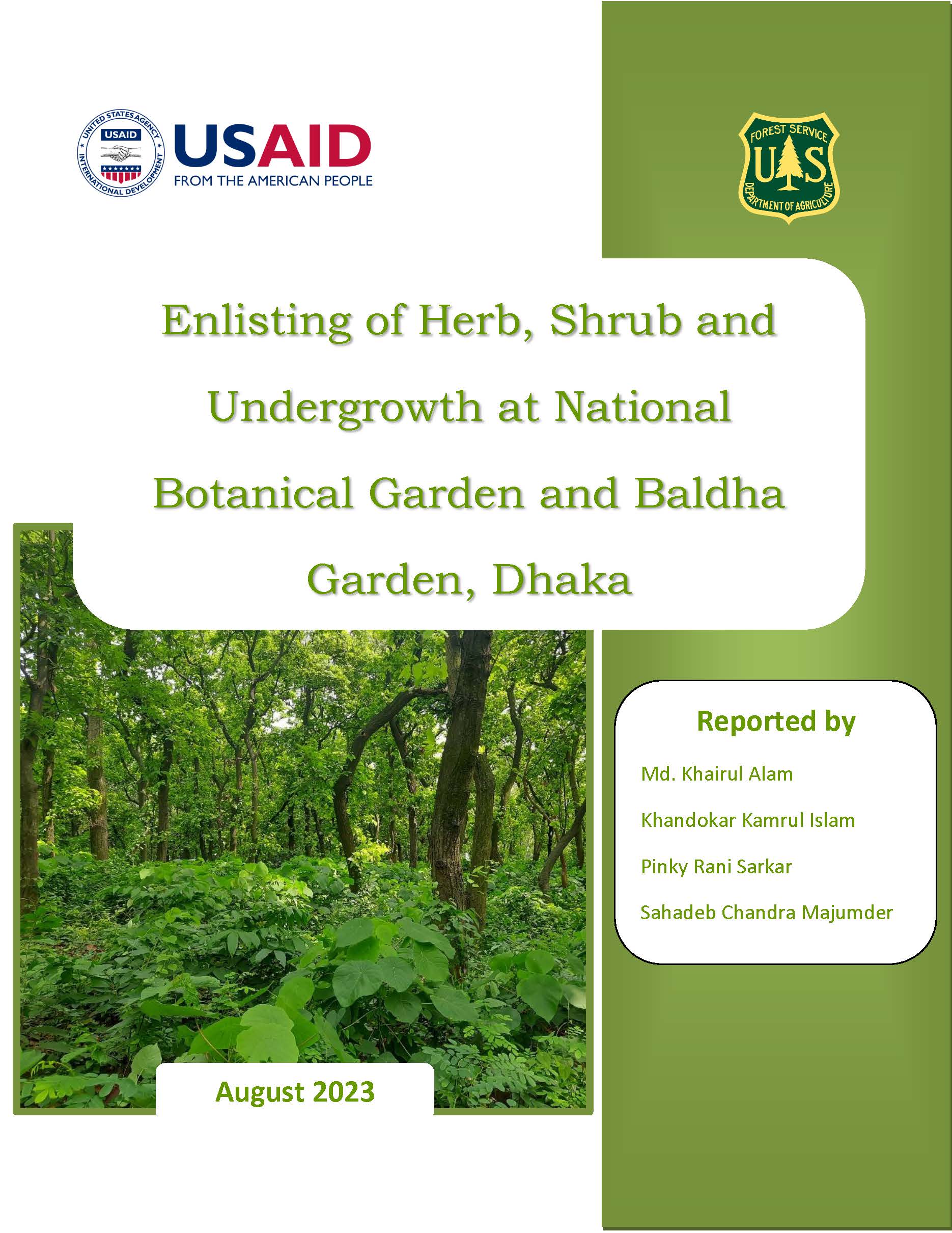 Enlisting of Herb, Shrub and Undergrowth at National Botanical Garden and Baldha Garden, Dhaka