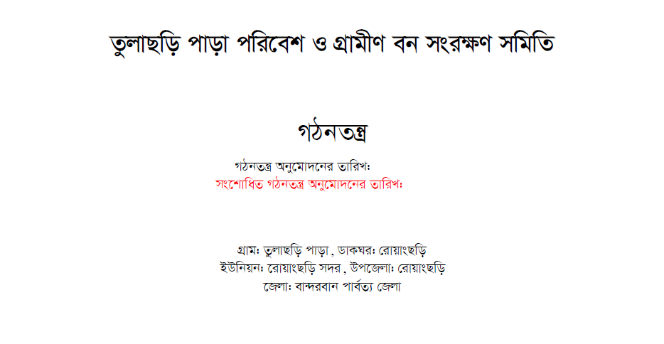 Constitution of Tulachari Para VCF